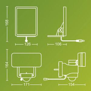 Philips Faretto da esterno a LED Tylus, bianco, 5.000 K, sensore Tylus, Bianco / Opale, Plastica, Lampada solare da esterni