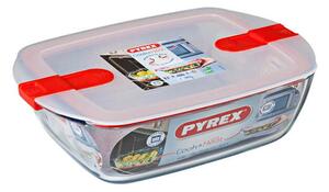 Pyrex Cook & Heat Teglia Rettangolare Con Coperchio E Valvola Sfiato Vapore Cm 17x10 In Vetro Ultra Resistente