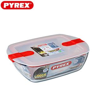 Pyrex Cook & Heat Teglia Rettangolare Con Coperchio E Valvola Sfiato Vapore Cm 23x15 In Vetro Resistente