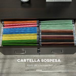 Vinsetto Cassettiera Ufficio in Legno, Cassettiera Portadocumenti per Scrivania con 2 Cassetti, Serratura e 2 Chiavi, Color Noce