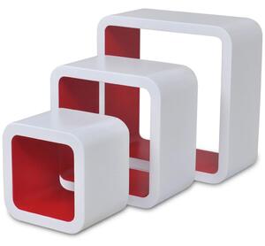 Mensole a Cubo da Parete 6 pz Bianco e Rosso
