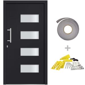 Porta d'Ingresso in Alluminio e PVC Antracite 100x200 cm
