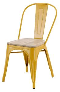 Sedia da giardino senza cuscino Oxford in acciaio con seduta in legno giallo / dorato