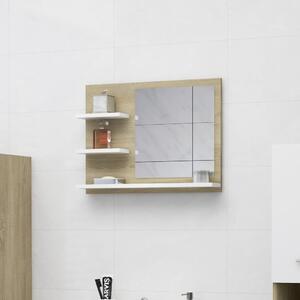 Specchio da Bagno Bianco e Rovere 60x10,5x45 cm in Truciolato
