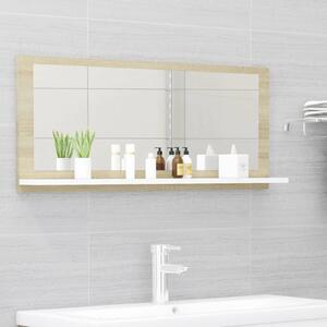 Specchio da Bagno Bianco e Rovere 90x10,5x37 cm in Truciolato