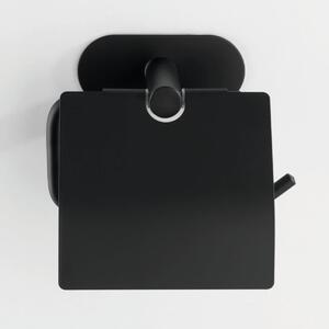 Porta rotolo con coperchio Orea black nero opaco verniciato