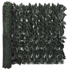 Paravento da Balcone con Foglie Verde Scuro 500x75 cm