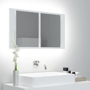 Armadietto a Specchio con Luci LED Bianco 80x12x45 cm