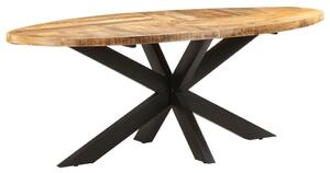 Tavolo da Pranzo Ovale 200x100x75cm in Massello di Mango Grezzo