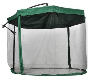 Outsunny Ombrellone da Giardino 3x3 m con Zanzariera, Apertura a Manovella e Base a Croce, Verde|Aosom