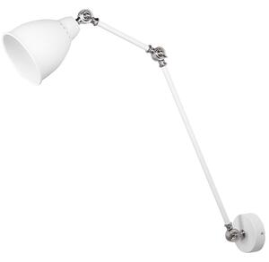 Lampada da parete bianca con braccio oscillante lungo in metallo argentato Lampada da lettura dal design moderno Beliani