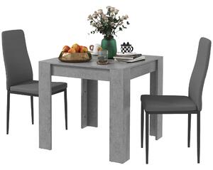 HOMCOM Set da Pranzo Moderno 3 Pezzi con Tavolo Cucina 80x80cm e 2 Sedie Eleganti Grigio per Arredare la Tua Cucina con Stile e Comfort |Aosom