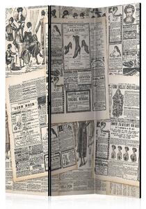 Paravento 3 Pannelli - Vintage Newspapers 135x172cm Erroi