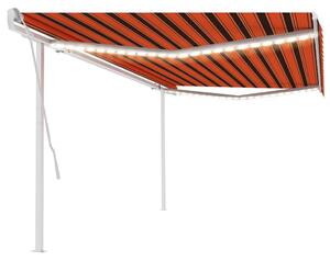 Tenda da Sole Retrattile Manuale con LED 5x3 m Arancio Marrone