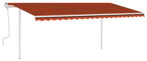 Tenda da Sole Retrattile Manuale con Pali 5x3 m Arancio Marrone