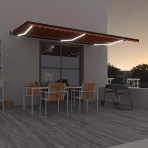 Tenda Automatica Sensore Vento LED 600x300cm Arancio Marrone
