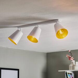 EMIBIG LIGHTING Spot soffitto Prism di acciaio, 3 luci, bianco/oro