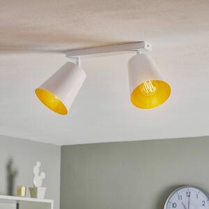 EMIBIG LIGHTING Spot soffitto Prism, 2 luci, bianco/oro