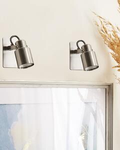 Set di 2 lampade da parete faretti in metallo color argento soggiorno ingresso camera da letto Beliani