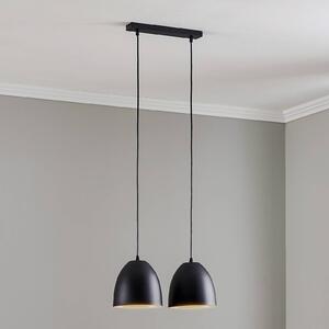 EMIBIG LIGHTING Lampada a sospensione Lenox, 2 luci, nero/oro