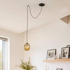 EMIBIG LIGHTING Sospensione Starla decentrata 1 luce, vetro ambra