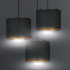 EMIBIG LIGHTING Sospensione Jari stoffa 3 luci rotonda nero-oro