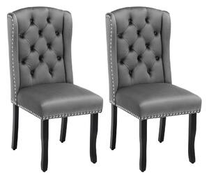 Set di 2 sedie in tessuto effetto velluto con design moderno a bottoni, 46x62x102 cm, Grigio