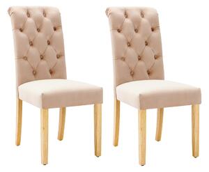 Set di 2 sedie in tessuto effetto velluto con gambe in legno, 43x65x101 cm, Marroni