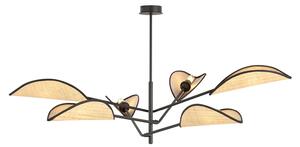 EMIBIG LIGHTING Lampada sospensione Vene, nero/look rattan, 6 luci