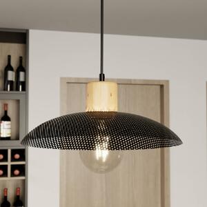 EMIBIG LIGHTING Lampada a sospensione Kobe, 1 luce, acciaio, legno, nero