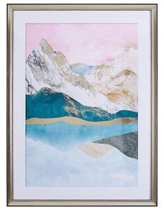 Stampa artistica da parete con cornice Stampa Multicolore su carta 60 x 80 cm Cornice Passe-Partout a tema montagne Beliani