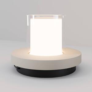 Maytoni Lampada da tavolo LED e solare Lantra, bianca, altezza 10 cm, IP44 dimmerabile, Bianco / Opale, Soggiorno / Sala da pranzo, Plastica, Moderno