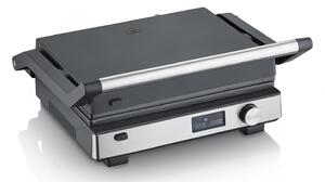 Severin Bistecchiera Elettrica Potenza 2000W con Rivestitura Antiaderente e Termostato Regolabile colore Nero/Argento - KG 2380