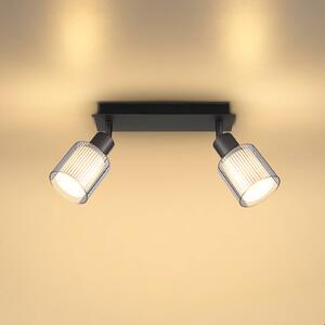 Globo Faretto da soffitto Villegas, nero/grigio, vetro, lunghezza 28 cm, E14 dimmerabile, Nero, Soggiorno / Sala da pranzo, Vetro, Downlight