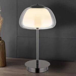 Globo Lampada da tavolo Avila, dimmerabile, Alluminio / Grigio / Zincato, Soggiorno / Sala da pranzo, Vetro, Lampada da tavolo