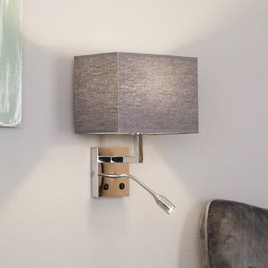 Nowodvorski Lighting Applique per Hotel con braccio flessibile e paralume in tessuto, grigio