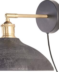 Lampada da parete nera e ottone con paralume a cono in legno di mango Camera da letto Soggiorno Design moderno e rustico Luce a sospensione Beliani