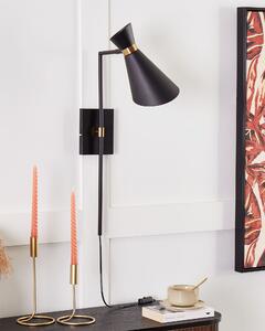 Lampada da parete con paralume metallico regolabile nero camera da letto ufficio soggiorno Beliani