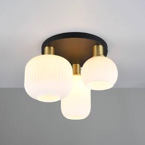 Trio Lighting Plafoniera Diva, a 3 luci, metallo, vetro, bianco, ottone