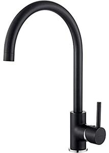 Rubinetto da cucina con bocchetta girevole a 360° e funzione di avviamento a freddo, in ottone, colore nero