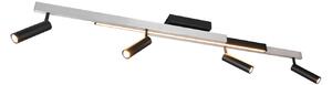 Trio Lighting Faretto da soffitto Zeno, 4 faretti, alluminio spazzolato/nero, metallo