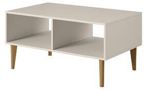 Panca BERGEN, beige, cashmere, stile scandinavo, tavolino, 100x60x48, gambe in legno naturale