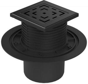 Sgocciolatoio da pavimento Chud?j nero D110, griglia in acciaio inossidabile LABYRINTH nera L1 386 A C