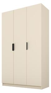 PAWS MOBEL Armadio inclinabile beige 150x52x200 cm, armadio a tre ante aperto senza specchio, con ripiani e appendini