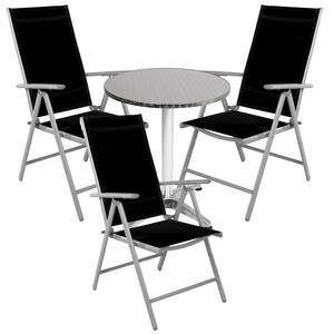 Set da bistrot, composto da 4 pezzi, color argento/grigio e nero