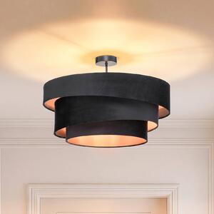 Plafoniera soffitto Jusari Lindby, dimmerabile, Nero, Soggiorno / Sala da pranzo, Tessuto / Stoffa / Seta, Moderno, Plafoniera