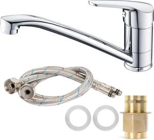 Rubinetto da cucina in ottone con design cromato argentato e girevole a 360°
