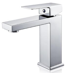 Rubinetto per lavabo cromato, miscelatore quadrato per bagno
