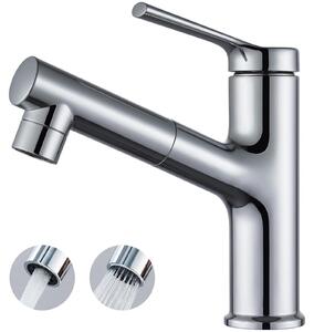 Rubinetto da bagno nero, miscelatore per lavabo con doccetta estraibile per lavare i capelli, rubinetto ad alta pressione per lavabo del bagno, cromo