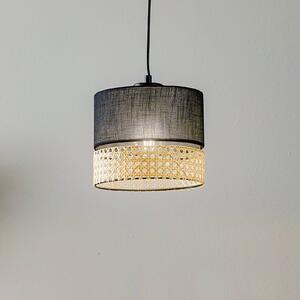 TK Lighting Lampada sospens Paglia nero/rattan 1 luce 20 cm